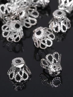 Шапочки для бусин (набор 50 шт.), СМ-091, 8?10 мм, цвет серебро