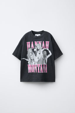 CAMISETA EFECTO LAVADO HANNAH MONTANA  DISNEY / Gris antracita