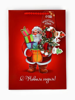 Пакет подарочный новогодний С Новым годом, с очками, 31?11?40 см
