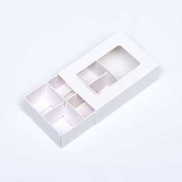 Коробка для конфет 6 штук, 8.7×5.8×2.5 см, Тонкие разделители, белый