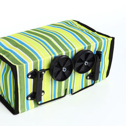 Сумка тележка хозяйственная «Полосы», складная, на липучке, 2 колеса, 32×13×52 см, зелёная