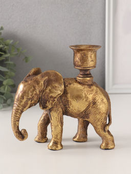 Подсвечник на 1 свечу «Индийский слон», полистоун, золото, 14×6×15 см