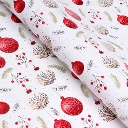 Цена за 10 шт. Бумага упаковочная новогодняя Красные шарики, глянец, двусторонняя, 80 г/м? , 70?100 см - UPAK LAND фото 2