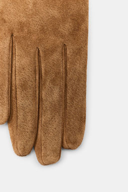 100% SUEDE LEATHER GATHERED GLOVES - Zara фото 4