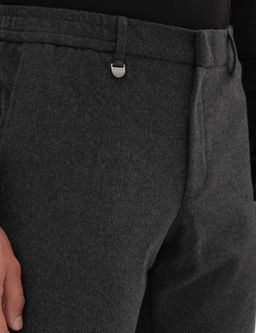 Antrasit Slim Fit Flanel Dokulu Kuma_ Pantolon