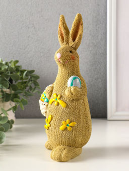 Фигурка полистоун Зайка вязанный с пасхальными яичками, 8?10.5?23 см