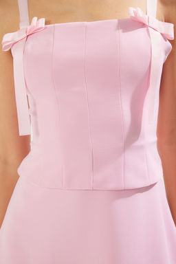 TRENDYOLMILLA Siyah A-Kesim Fiyonk Detayl? Dokuma S?k Midi Elbise TPRSS25EL00079 фото 17