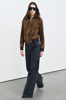 100% SUEDE LEATHER BOMBER JACKET ZW COLLECTION LIMITED EDITION - Zara фото 2