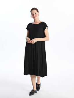 Bisiklet Yaka D?z K?sa Kollu Elbise