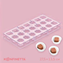 Форма для конфет и шоколада KONFINETTA Куб, пластик, 27.5?13.5?3 см, 21 ячейка (2.5?2.5 см), прозрачная