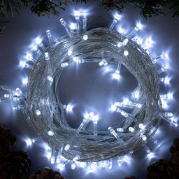 Гирлянда Нить 10 м, IP20, прозрачная нить, 100 LED, 8 режимов, 220 В, свечение белое