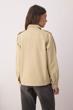 Bej Cep Detayl? Denim Gomlek Ceket TWOAW26CE00003 - Trendyolmilla фото 4