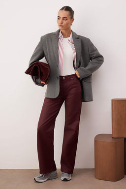 Bordo Kaplamal? Yuksek Bel Wide Leg Jeans TWOAW26JE00166