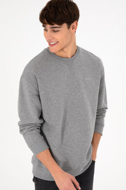 Мужской серый меланжевый базовый свитшот Неожиданная скидка в корзине