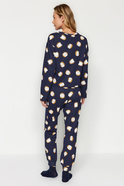 Lacivert %100 Pamuk Tshirt-Jogger Orme Pijama Tak?m? THMAW24PT00136