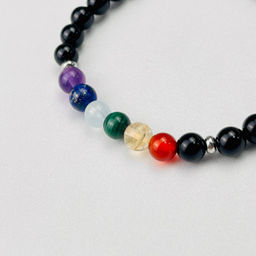 Браслет 7 чакр из черного Агата и Самоцветов 16 см - Радуга самоцветов фото 3