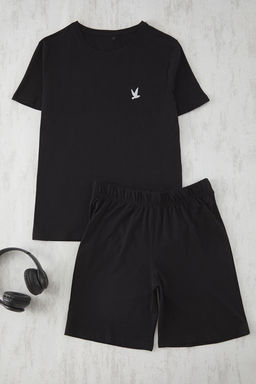 TRENDYOL MAN Siyah Slim Fit Kus Nak?sl? Sortlu Orme Pijama Tak?m? TMNSS25PT00073 - Trendyolmilla фото 10