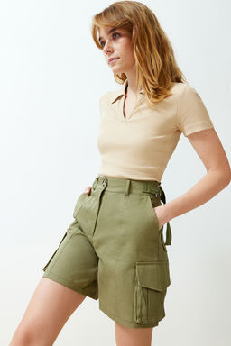 Haki Kargo Cepli Dokuma Sort TWOSS24SR00068