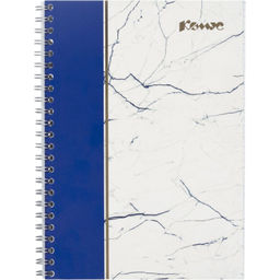 Бизнес-тетрадь А5 80л Комус Мрамор Синий клетка,80г,греб,карт,фольга,УФ-лак