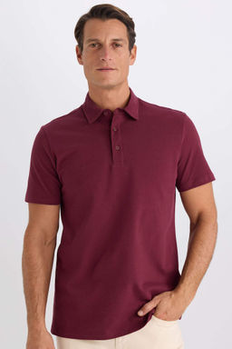 Regular Fit Pamuklu K?sa Kollu Basic Duz Polo Tisort - Defacto фото 3