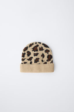 ANIMAL PRINT KNIT BEANIE