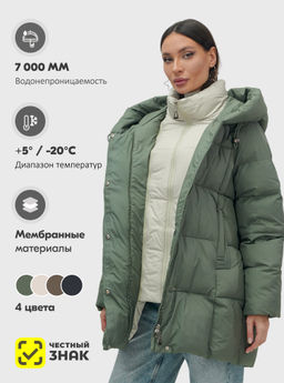 Куртка двубортная женская зимняя с капюшоном цвета хаки 7736Kh Бренд: Visdeer  фото 22