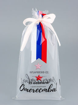 Цена за 50 шт. Пакет фасовочный БОПП, Звезда с ленточкой 15?30 см