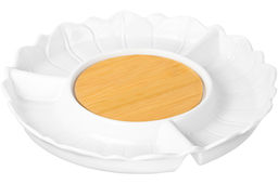 Менажница 28*28*3,5 см Цветок цельная 4 секции + деревянная вставка - Elan gallery фото 14