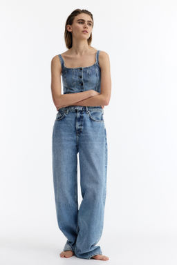 Top en denim con botonadura frontal - H&m фото 3