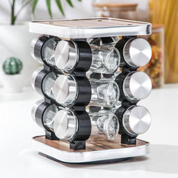 Набор для специй «Модерн», 32.5×7×12.5 см, ёмкость, 90 мл, 4×9.5 см, 12 шт.