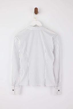 Beyaz Cizgili Bele Oturan Dugme Detayl? Gomlek TWOSS26GO00034 - Trendyolmilla фото 7