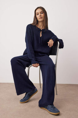 Lacivert Baglama Detayl? Kazak-Pantolon Triko Alt - Ust Tak?m TWOAW26AU00044