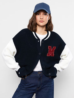 Bisiklet Yaka Nak??l? Uzun Kollu Kad?n Triko H?rka