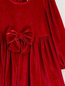 Fiyonk Detayl? Kadife K?z ?ocuk Elbise