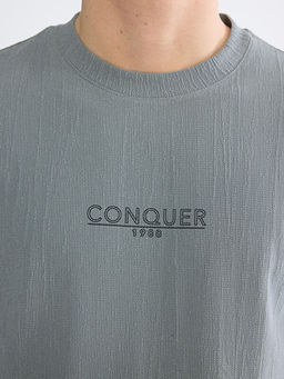 Bisiklet Yaka Bask?l? Erkek Ti??rt