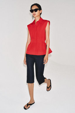 CAMISA PLIEGUES MANGA SISA ZW COLLECTION / Rojo fuerte