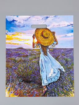 Цена за 50 шт. Пакет Лавандовое поле, полиэтиленовый с вырубной ручкой, 38?45 + 3 см, 50 мкм