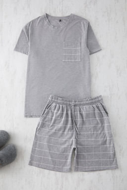 TRENDYOL MAN Lacivert Regular Fit Ekose Orme Sortlu Pijama Tak?m? TMNSS25PT00034 - Trendyolmilla фото 6