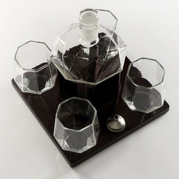 Мини-Бар «Рубин», на подставке, штоф - 880 мл, стаканы - 200 мл, 13.5×23×23 см, стекло, дерево