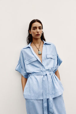 LINEN BLEND SAFARI SHIRT - Zara фото 2