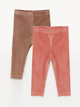 Beli Lastikli Basic Kadife K?z Bebek Tayt 2li