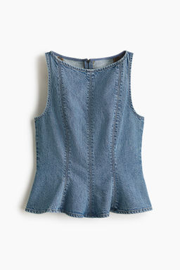 Top denim con peplum