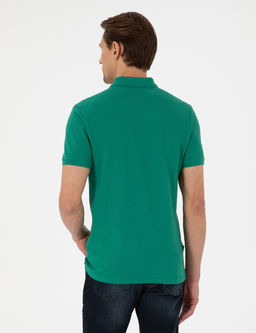 Ye_il Slim Fit %100 Pamuk Polo Yaka Basic Ti__rt