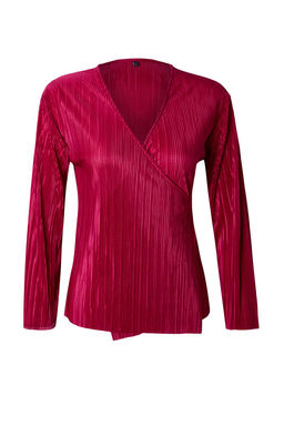Trendyolmilla Bordo Pilise Baglama Detayl? Kruvaze Uzun Orme Bluz TWOSS25BZ00016  фото 6