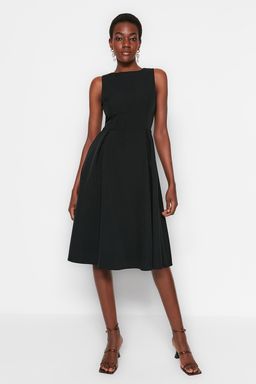 TRENDYOLMILLA Siyah Belden Ac?lan Pileli Midi Dokuma Elbise TWOSS20EL0980  фото 34