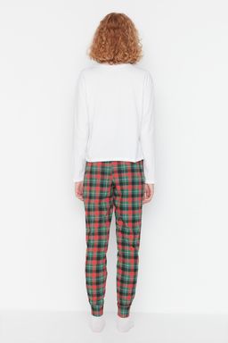 Cok Renkli %100 Pamuklu Y?lbas? Temal? Orme Pijama Tak?m? THMAW21PT0776