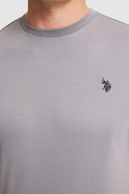 Erkek Gri Regular Fit Bisiklet Yaka Basic Ti__rt