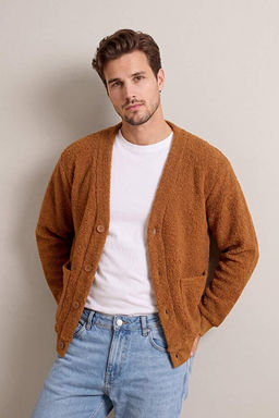 Camel Oversize/Geni_ Kesim V Yaka D__meli Dokulu Kal_n H_rka TMNAW26HI00004