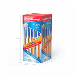 Цена за 50 шт. Ручка шариковая ErichKrause R-301 Stick&Grip Orange 0.7, цвет чернил синий (в коробке по 50 шт.)  фото 5