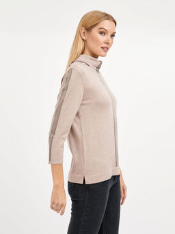 водолазка женская бежевая с добавлением люрекса и страз - Glenfield фото 7